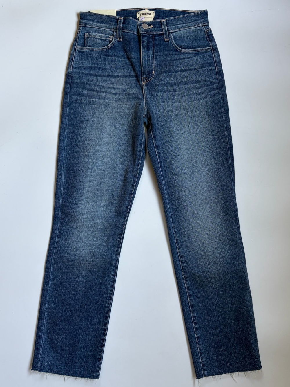 NWT L’AGENCE Sada Cropped Slim Leg Jeans Raw Hem Size 25